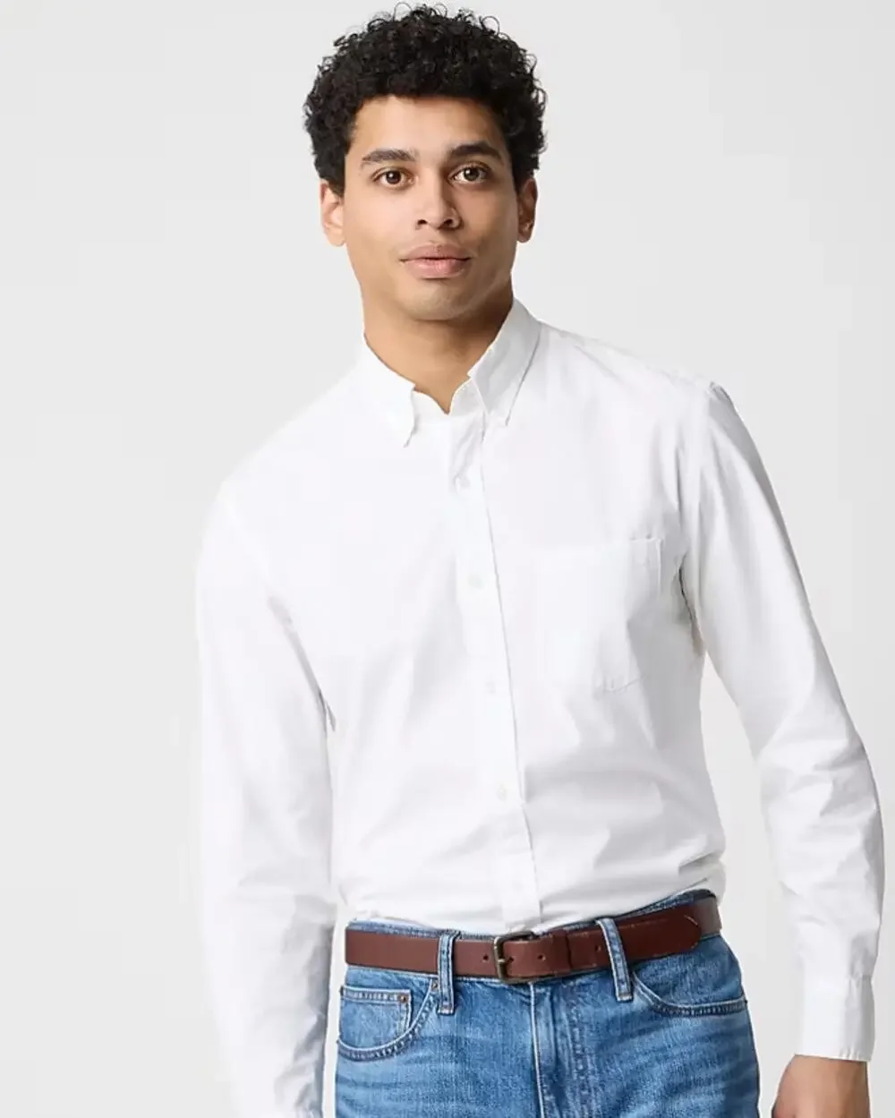 J.Crew Flex Washed Slim Untucked Casual Shirt XL White Button Up Long Sleeve